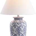 JONATHAN Y Juliana 26.25" Chinoiserie Ceramic Urn Table Lamp, Blue/White