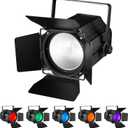 COB Stage Lights with Barn Doors, COB Par Light 200W LED RGBWAUV, DMX512 Master-Slave Sound DJ Lighting Spotlight Fresnel for Church Concert Wedding (6-Colors Style, 1)