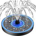 SZMP Solar Fountain Upgrade, 3.5W Solar Powered Bird Bath Fountains with Flower, Outdoor Water Feature Solar Pump with 7-in-1 Nozzles, 4 Fixed Pipes for Humingbirds, Garden, Pool, Pond, and Fish Tank (Blue)