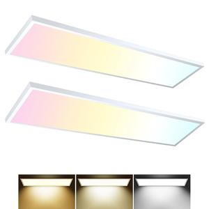 AIKVSXER 1x4 LED Flat Panel Light Surface Mount Ceiling Light, 5500LM 50W TRIAC 10-100% Dimmable, 3000/4000/5000k Selectable, 120V LED Kitchen Ceiling Lights Fixtures for Garage/Laundry 2PACK