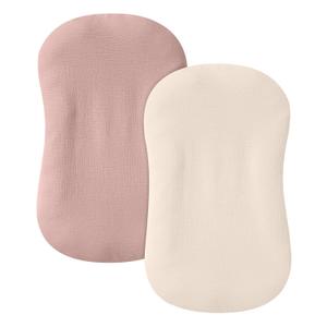 guruixu Muslin Baby Lounger Cover 2 Pack, 100% Cotton Infant Lounger Cover, Soft & Breathable Replacement Slipcover, Compatible with Snuggle Me Newborn Lounger (Dusty Pink, Beige)