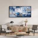 KLAKLA Navy Blue Abstract Canvas Wall Art - Black Frame Artwork Picture Living Room Wall Decor Modern Paintings Large Wall Art for Bedroom Home Decoration, 48"L x 24"W