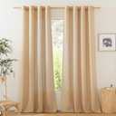 NICETOWN Semi Sheer Linen Burlap Curtains for Farmhouse, Grommet Semi Sheer Balance Privacy Added with Light Filtering Vertical Drapes for Bedroom/Living Room, W55 x L90, 2 Panels