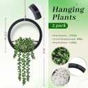 Der Rose 2 Pack Fake Plants Hanging Artificial Succulents Plants in Black Pots for Living Room Bathroom Accessories Boho Farmhouse Wall Decor