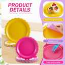 Yungyan 144 Pcs Pastel Scalloped Paper Plates and Napkins Fancy Pink Yellow Purple Colorful Princess Tableware Set Serve 24 Party Supplies Plastic Cutlery for Dollhouse Birthday Spring Unicorn Party