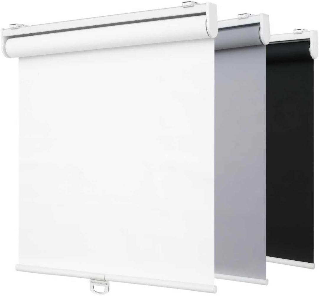 SHADEMOON Blackout Cordless Roller Shades for Indoor Windows,Room Darkening Blind with Spring System Pull Down,Thermal Insulated UV Block Fabric,Home Office (100% Blackout, White,64" W x 72" H)
