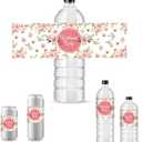PH PandaHall 30pcs Flower Bottle Stickers Personalized Water Bottle Labels Waterproof Wine Bottle Wraps Self-Adhesive Champagne Cover Tags for Wedding Birthday Party Anniversary
