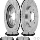 SCITOO Rear Brake Kits Drill & Slotted Brakes Rotor Brakes Pads:D1082;54131