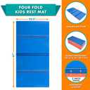 ProSource Four-Fold Kids Rest Mat, 2-inch Thick Sleeping Mats for Kids, Foam Foldable Cushion for Child Comfort, 48-in - Blue/Red