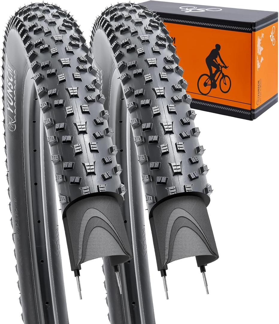 YUNSCM 29x2.25 Lightweight Mountain Bike Tires ETRTO 57-622 60TPI Nylon Anti-Puncture Protection Compatible with 29x2.20/2.25/2.30" Tires-2 PCS (Y-1158)