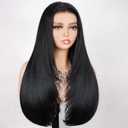 TESLAL Blend Wigs Human Hair Glueless Wear and Go Glueless Wigs Human Hair Pre Plucked Pre Cut Layered Wig Straight 6X6 Synthetic and Human Hair Blend Wig 22Inch Black Color 260% Density