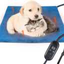 Pet Heating Pad for Cat Heating Pad Indoor Self Heating Cat Pad with 6 Adjustable Temperature & 5 Timers, Dog Heating Pad Waterproof Heated Dog Bed with Chew Resistant Cord Pet Heating Pad (17.7''x 17.7'')