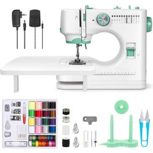 Sewing Machine for Beginners with Extension Table, 12 Stitches Portable Sewing Machine, Dual Speed (High/Low) with Foot Pedal & 6 Feet