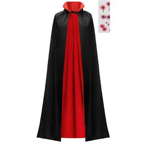 JOYIN Adult Child Unisex Vampire Costume Accessories Halloween Vampire Cape for Transylvania Dracula Theme Party (47"/120cm, Black, Red)