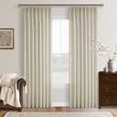 Flax Linen 86 Inches Long Curtains 2 Panels Set Pinch Pleated Thick Linen Drapes for Living Room Bedroom Pinch Pleat Back Tab Light Filtering Boho Farmhouse Beige Tan Window Curtains 86 Inch Length