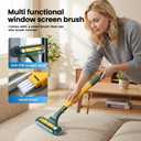 Window Screen Cleaning Brush, 2 in 1 Screen Cleaner Tool with Squeegee, Multi-Purpose for Patio, Door, Porch Screens (Yellow)
