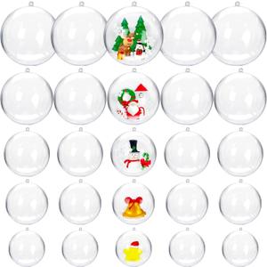 25 Set 50PCS Clear Plastic Fillable Ornaments,Transparent DIY Craft Ball,Clear DIY Christmas Ornament 5 Different Sizes for Wedding,Party,Home Decor