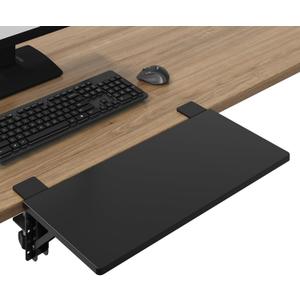 BONTEC Small Ergonomics Desk Extender Tray, 20x9.5 Inch Table Mount Arm Rest Shelf, 90 Foldable Keyboard Tray Platform, Clamp on Computer Arm Rest for Desk, Suitable for Office Desks, Black