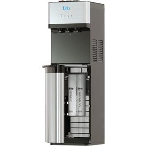 Brio 520 Bottleless Water Cooler Dispenser with 2 Stage Filtration - Self Cleaning, Hot Cold and Room Temperature Water. 2 Free Extra Replacement Filters Included - UL Approved (Silver)
