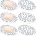 Plastic Soap Holder Soap Dish Bar Saver Tray with Holes Soap Sponge Holder for Kitchen Bathroom Shower Counter, 4.5 x 3 x 0.7 Inches (Clear,6 Pcs)