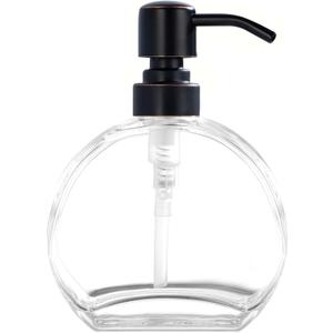 Glass Soap Dispenser with Rust Proof Stainless Steel Pump, Refillable Kitchen & Bathroom Countertop Dish Soap Dispenser for Essential Oils, Lotions, Liquid Soaps,Oil Rubbed Bronze