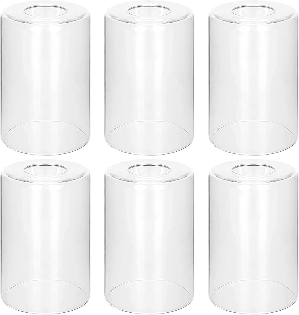 6 Pack Clear Glass Shades Replacement,5.51in Height,3.94in Diameter,1.65in Fitter,High Transmittance Cylinder Glass Lampshade Replacement for Pendant Light Floor lamps Chandelier Wall Sconces