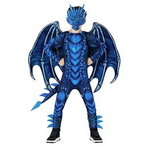 Morph Dragon Costume For Kids, Dragon Wing Costumes For Boys, Halloween Costumes Kids, Boys Halloween Costume (Medium, Blue)