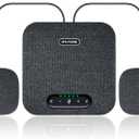 Conference Speaker and Microphone, Bluetooth/USB Speakerphone with 2 Expansion Mics, 360 Enhanced Voice Pickup, Noise Reduction Conference Microphone for Large Conference Room with up to 20 People