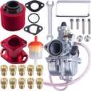 ORAEVY VM22 Racing Performance Carburetor Carb Mainfold Intake Pipe Air Filter Fit For Predator 212cc GX160 Honda GX200 CT200U 196cc KT196 Clones Go Kart Mini Bike Race Kart (Red)
