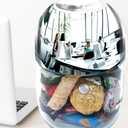 Skywin 2 in 1 Convex Desk Mirror Jar with Silver Lid, Cubicle Mirror to See Behind You, Multipurpose Office Accessories with Storage & Wide-Angle View, Aesthetic and Practical Desk Organizer