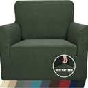 ZNSAYOTX 1 Piece Jacquard Chair Slipcovers for Living Room High Stretch Chair Covers with Arms Anti Slip Pets Friendly Couch Sofa Armchair Cover Furniture Protector (Chair, Army Green)