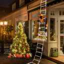 Christmas Decorations LED Ladder Lights with Climbing Santa Claus, 10ft Indoor Christmas Decorative Light - 8 Modes Xmas Lights Tree for Home Holiday Wall Window Xmas Decor (Multicolor)