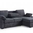 Eafurn 110.2" Modular Sectional Sofa with Reversible Ottoman, Convertible Sleeper Sofa Bed with USB Charging Ports & Cup Holders, Plush Corduroy L-Shaped Couch with Storage Armrest | Pull Out Sofabed, Console