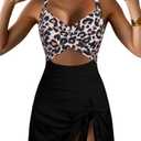ZAFUL Women One Piece Swimsuit Modest Tummy Control Bathing Suit Over 50 Swim Dress Swimwear Push Up V Neck Swim Suits 2025 Purple Floral S