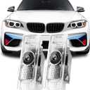 Never Fade HD Door Light Logo Projector Compatible with 1/2/3/4/5/6/7/M/X/Z/GT Series Accessories, 2Pcs 3D LED Ghost Shadow Laser Car Courtesy Step Light Puddle Lamps (ClassicBlueWhiteLogo)