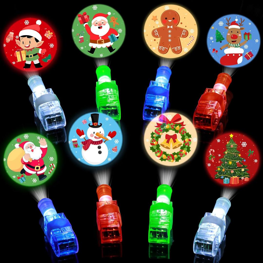 24 Pack Light Up Finger Lights Christmas Party Favors for Kids, Christmas Stocking Stuffers, Glow in The Dark Toys Bulk Classroom Prizes Non Candy Gift