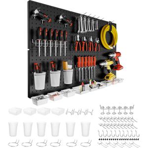 FZK Peg Board Wall Organizer Kit. Heavy Duty, 82PCS Metal Pegboard, Black, 36 * 24