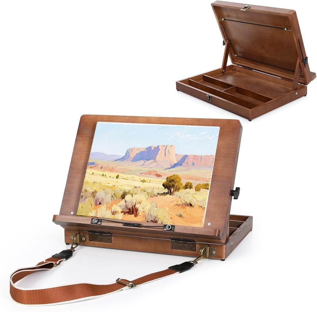 TYYIHUA A3 Tabletop Easel for Painting, Adjustable Wooden Art Easel with Page Clips & Carry Strap, Drawing Board for Sketching, Diamond Painting, Ideal for Students & Beginners