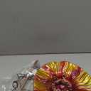 MUMTOP 26 Inch Height Glass Birdbath Birdfeeder with Metal Stake Garden Outdoor Red