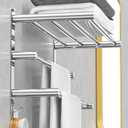 CAXIMSY Adjustable Towel Bar for Bathroom Wall Mount17-30.7inch Adhesive Shower Towel Rack Stainless Steel Bath Towel Holders for Toilet Kitchen Double Towel Hanger (3-Layer Towel Rack)