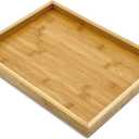 Bam & Boo - Natural Bamboo Serving Tray Modern Rectangular - for Food, Drinks, Decor, Vanity in Home, Kitchen, Bathroom, Coffee Table, Bed(Large, 13.75 x 10.25" x 1.2")