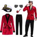 Halloween Men's Captain Costume Set: Complete Outfit with Hat, Sunglasses & Accessories (X-Large)