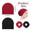 4 Pcs Reusable Sleeping Cap for Women Washable Bath Bonnet with Hair Rope Adjustable Elastic Hair Wrap Large Cap Slouch Beanie Hat Wide Band Sleep Caps for Curly Hairs Braids