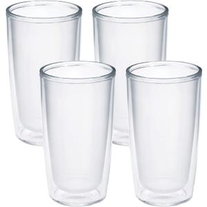 Tervis Crystal Clear Tabletop Made in USA Double Walled Insulated Tumbler Travel Cup Keeps Drinks Cold & Hot, 16oz - 4 Pack, Classic