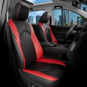 Custom Seat Covers for Toyota Grand Highlander 2024-2026 7 Seats | black red, faux leather, 2nd row captain chairs, waterproof, breathable, airbag compatible, stain resistant
