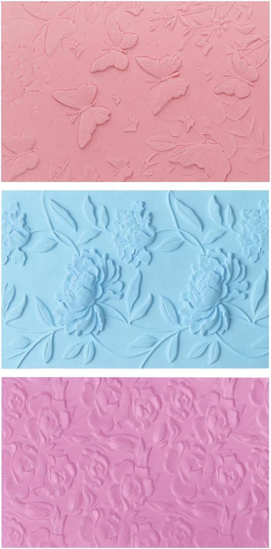 UCEC 3D Embossing Folders for Card Making  3 Pack Plastic Embossing Folder Templates, Durable Embossing Tools for Scrapbooking, Paper Crafts & Handmade Cards, Card Making Tools (Floral & Butterfly)