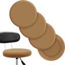 Tatuo Round Bar Stool Seat Covers Washable Stool Cushion Slipcover Elastic Bar Chair Covers for 14-17 Inch Chair (Camel Color, 4 Pieces)