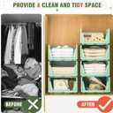 Closet Organizer, 4 Pack Stackable Storage Bins for Closet Shelves, Plastic Storage Drawers Basket Weekly Clothes Organizer for Kids(4L)Green