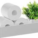 VITVITI Bamboo Toilet Paper Holder Storage, Bamboo Tray for Bathroom with Handle, Toilet Paper Tray Basket Tissue Holder Organizer Container for Back Toilet Tank, White