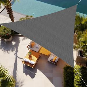  Triangle Sun Shade Sail 16'X16'X16' Permeable Canopy Dark Grey for Patio Garden Yard Deck Pergola 